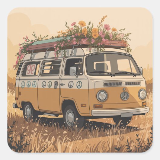 Retro Camper Van Sticker –  (Voorkant)