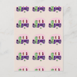 Retro camper vintage caravan shabbychic briefkaart