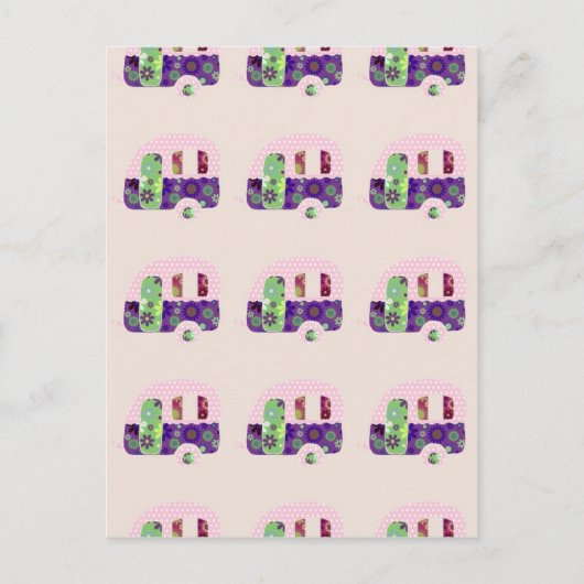 Retro camper vintage caravan shabbychic briefkaart (Voorkant)