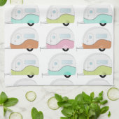 Retro Campers in Pastels Theedoek (Gevouwen)