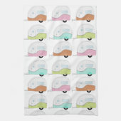 Retro Campers in Pastels Theedoek (Verticaal)