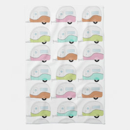 Retro Campers in Pastels Theedoek