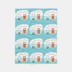 Retro  Campers Trailers Fleece Blanket Deken