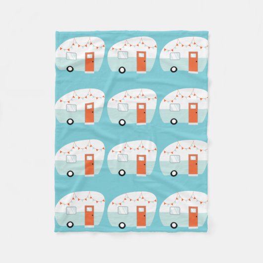 Retro Campers Trailers Fleece Blanket Deken (Voorkant)