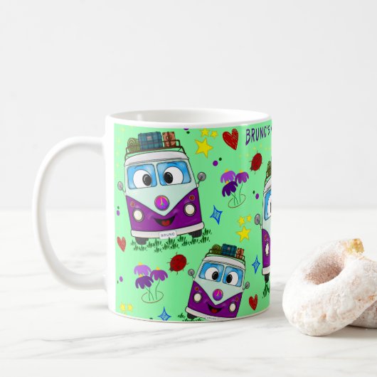 Retro Campervan Mok – Bruno Editie (Met donut)
