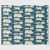 Retro Campervan Motorhome RV Van Trailer Blue Cadeaupapier (Vlak)