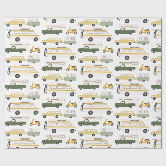 Retro Campervan Motorhome RV Van Trailer White Cadeaupapier (Vlak)