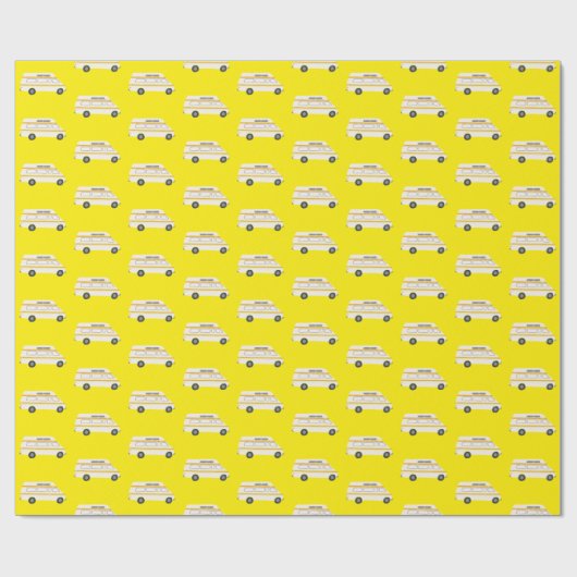 Retro Campervan Motorhome RV Van Yellow Cadeaupapier (Vlak)