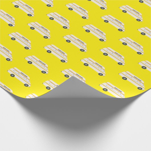 Retro Campervan Motorhome RV Van Yellow Cadeaupapier (Hoek)
