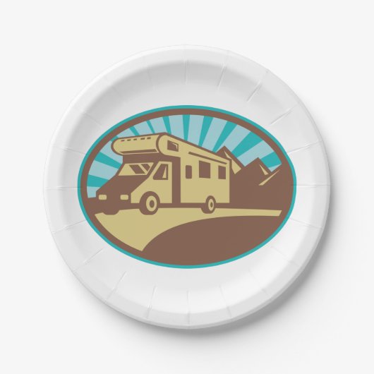 Retro Campervan Papieren Bordje (Voorkant)