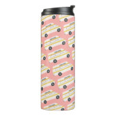 Retro Campervan Vanlife Motorhome roze Thermosbeker (Gedraaid links)