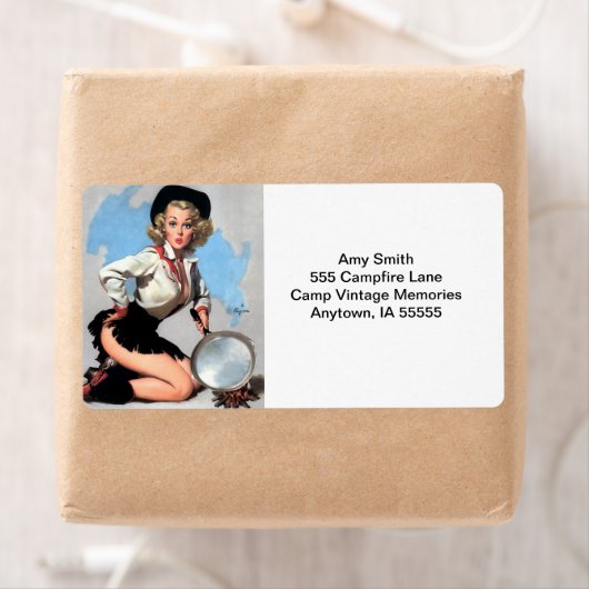 Retro Campfire Cook Pinup Etiket (Insitu)
