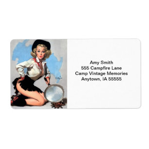 Retro Campfire Cook Pinup Etiket