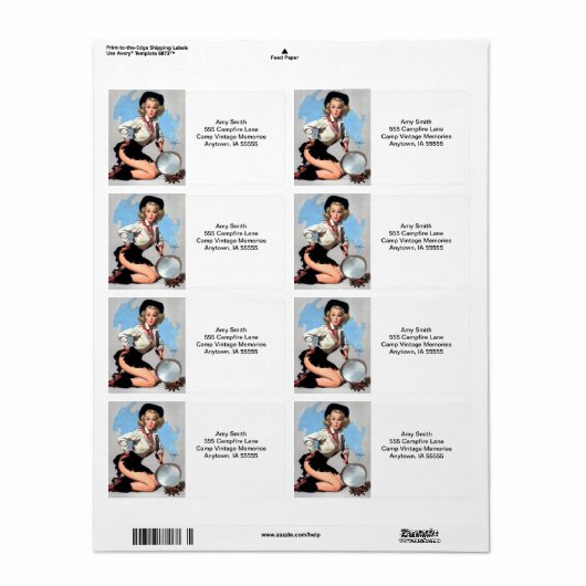 Retro Campfire Cook Pinup Etiket (Full Sheet)