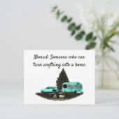 Retro Camping Auto Aanhangwagen Briefkaart (Staand voorkant)