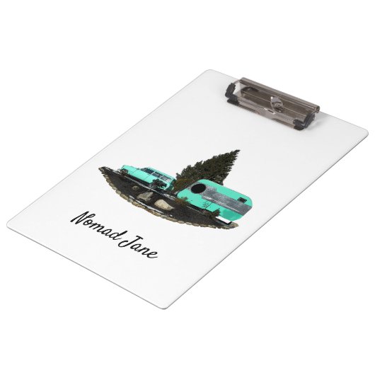 Retro Camping Auto Aanhangwagen Klembord (Gekanteld)