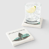 Retro Camping Auto Aanhangwagen Steen Onderzetter (Zijkant)