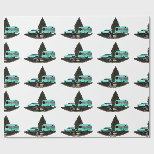 Retro Camping Auto Aanhangwagen Verpakking Papier (Vlak)