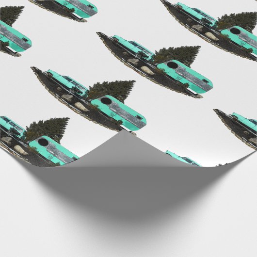 Retro Camping Auto Aanhangwagen Verpakking Papier (Hoek)