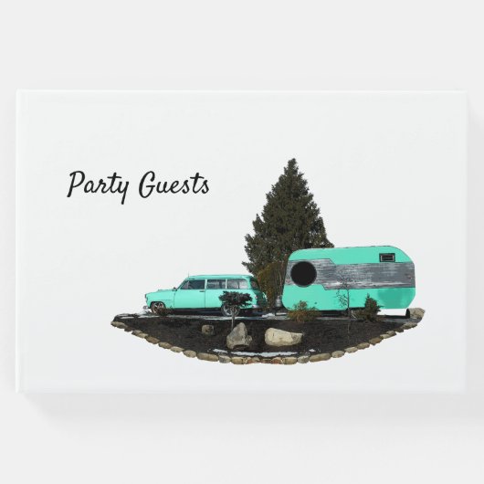 Retro Camping Auto Trailer Gastenboek (Voorkant)