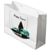 Retro Camping Auto Trailer Gift Bag Groot Cadeauzakje (Voorkant Gekanteld)