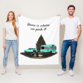 Retro Camping Auto Trailer Nomad Fleece Deken