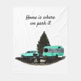 Retro Camping Auto Trailer Nomad Fleece Deken