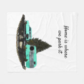 Retro Camping Auto Trailer Nomad Fleece Deken (Voorkant (Horizontaal))