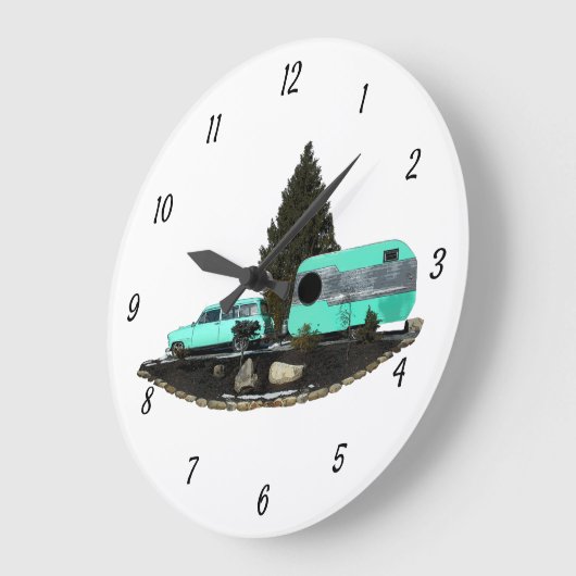 Retro Camping Auto Trailer Nomad Wandklok (Hoek)