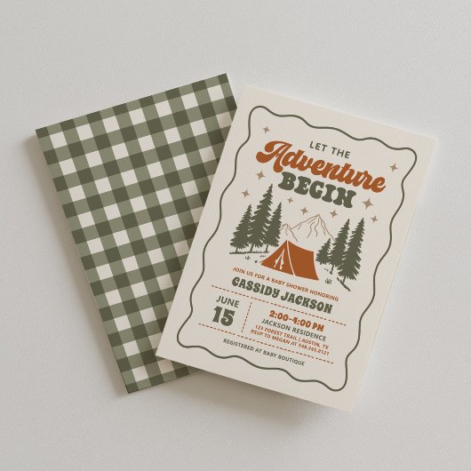 Retro Camping Baby Shower Kaart
