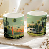 Retro Camping Bos Zonsondergang Koffiemok