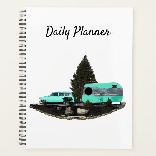Retro Camping Car Trailer Dagelijkse Planner (Voorkant)