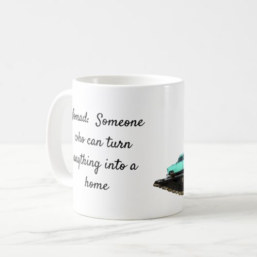 Retro Camping Car Trailer Nomad Coffee Mok (Voorkant links)