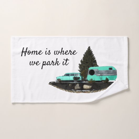 Retro Camping Car Trailer Nomad Handdoek (Handdoek)