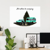 Retro Camping Car Trailer Nomad Poster (Thuiskantoor)