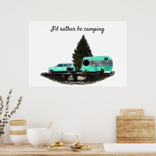 Retro Camping Car Trailer Nomad Poster (Keuken)
