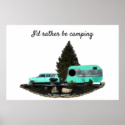 Retro Camping Car Trailer Nomad Poster (Voorkant)