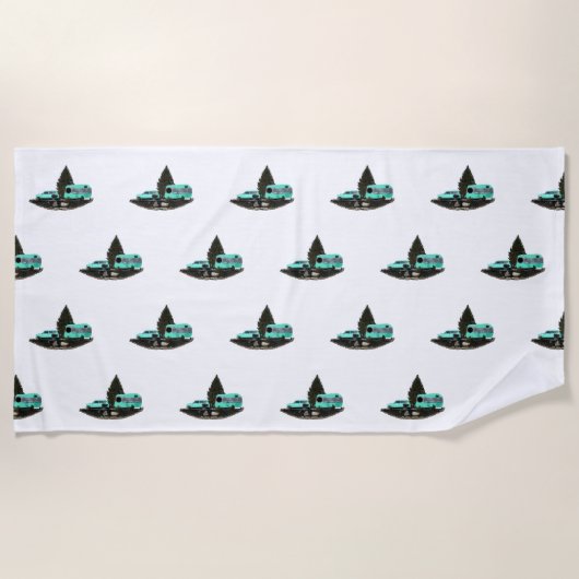 Retro Camping Car Trailer Nomad Strandlaken (Voorkant)