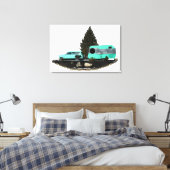 Retro Camping Car Trailer Uitgerekt Verpakt Canvas (Insitu (Slaapkamer))