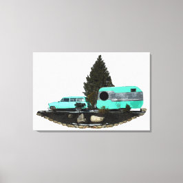 Retro Camping Car Trailer Uitgerekt Verpakt Canvas