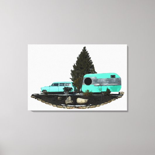 Retro Camping Car Trailer Uitgerekt Verpakt Canvas (Voorkant)