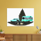 Retro Camping Car Trailer Uitgerekt Verpakt Canvas Afdruk (Insitu (Woonkamer))