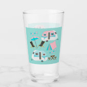 Retro Camping Caravan Tent Cute Glas (Voorkant)