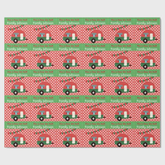 Retro Camping Feest Benodigdheden Aangepaste Rood  Cadeaupapier (Vlak)