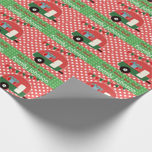 Retro Camping Feest Benodigdheden Aangepaste Rood  Cadeaupapier (Hoek)