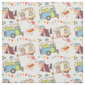 Retro Camping - Happy Camping. Oude school leuk! Stof (Swatch)