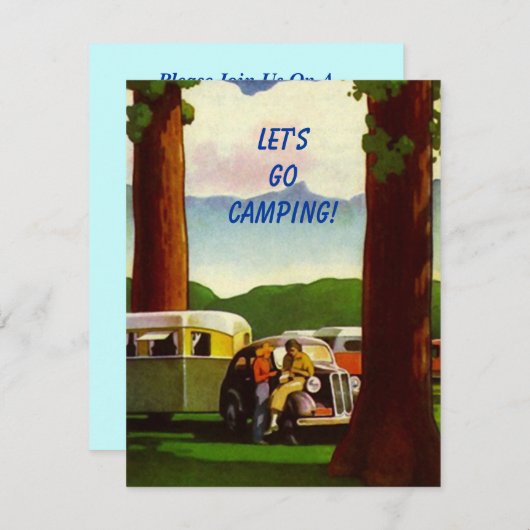 Retro CAMPING RALLY Campers Invitation Kaart (Voorkant / Achterkant)