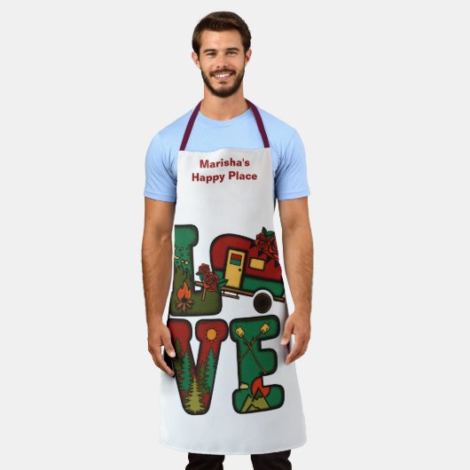 Retro Camping thema LOVE Camping Schort (Gedragen)