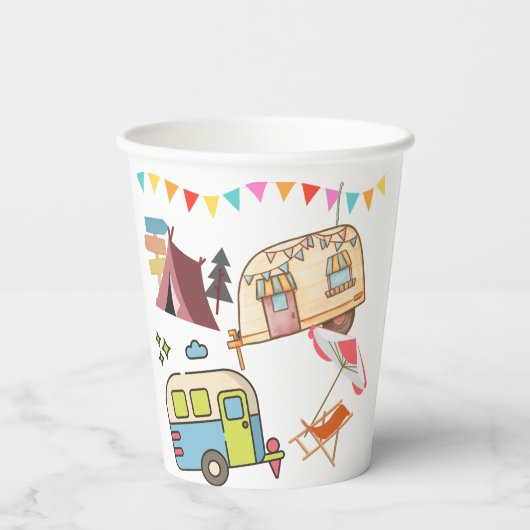 Retro Camping-thema Papieren Bekers (Achterkant)
