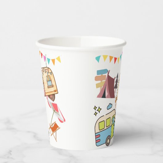 Retro Camping-thema Papieren Bekers (Links)